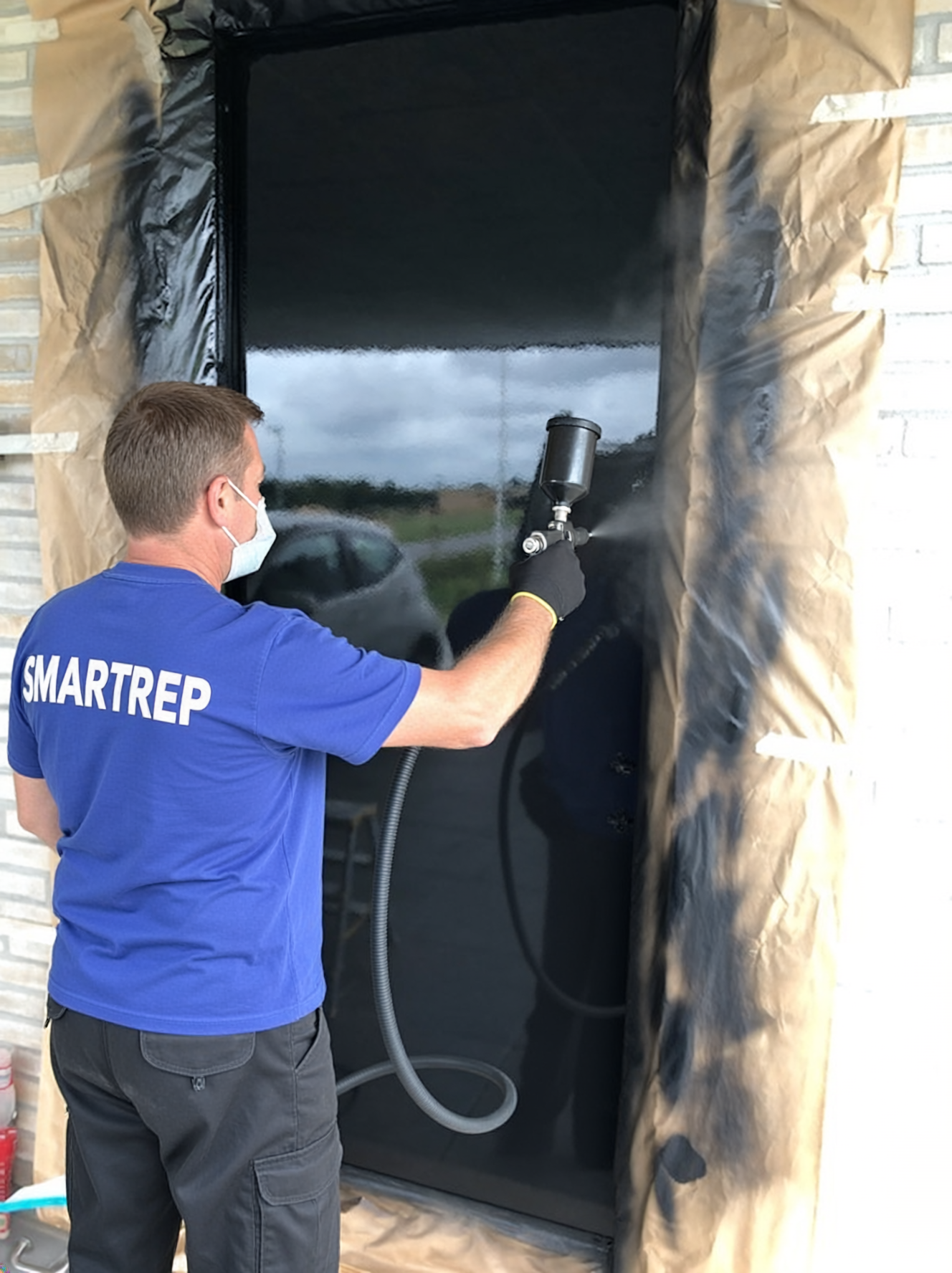 Sprøjtelakering af facadedøre